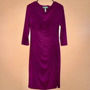 Polo Ralph Lauren Women's Purple Wrap 3/4 Sleeve Maxi Dress - Size 10